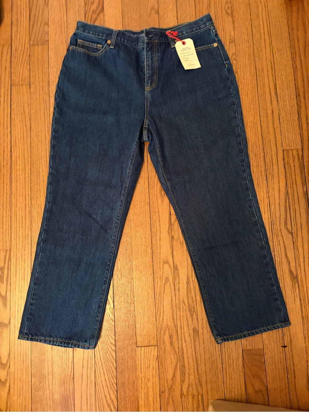 Lands' End Straight-Leg Jeans - Dark Blue Denim